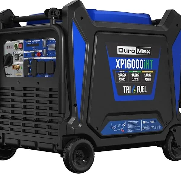DuroMax XP16000iHT 16,000-Watt Tri Fuel Portable Digital Inverter Generator - Gas, Propane & Natural Gas, Remote Electric Start, Whole Home Power Backup, Transfer Switch Ready, RV & Emergency Ready