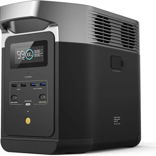 EF ECOFLOW Portable Power Station DELTA 2, 1024Wh LiFePO4 (LFP) Battery, 1800W AC/100W USB-C Output, Solar Generator(Solar Panel Optional) for Home Backup Power, Camping & RVs
