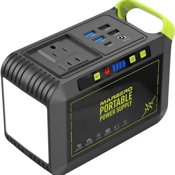 MARBERO Portable Power Station 88Wh Camping Lithium Battery Solar Generator Fast Charging with AC Outlet 120W Peak Power Bank(Solar Panel Optional) for Home Backup Outdoor Emergency RV Van Hunting