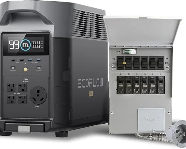EF ECOFLOW 120V Home Backup Kit: DELTA Pro 3600Wh Power Station with Transfer Switch Kit, 3600W AC Output, Solar Generator for Home Use, Emergency, RV