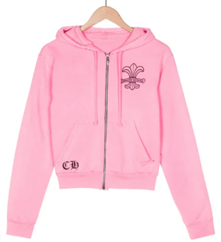 Chrome-Hearts-Girls-Zip-Up-Pink-Hoodie-vvv