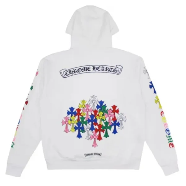 Chrome Hearts Multi Color Cross Hoodie – White