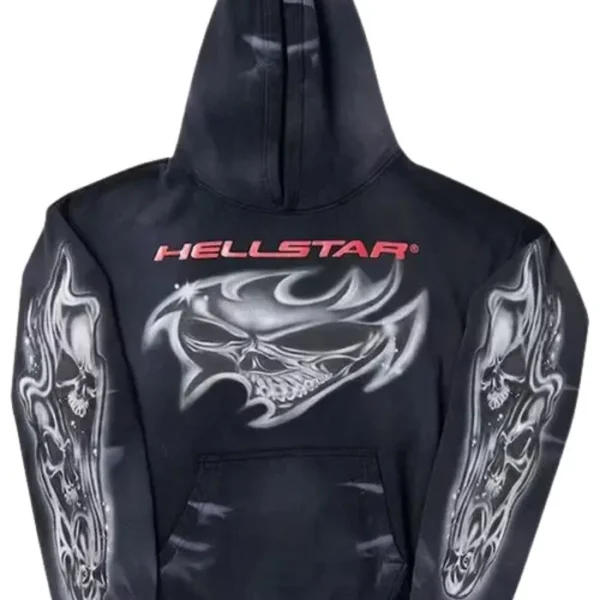 Hellstar Airbrushed Skull Hoodie Black