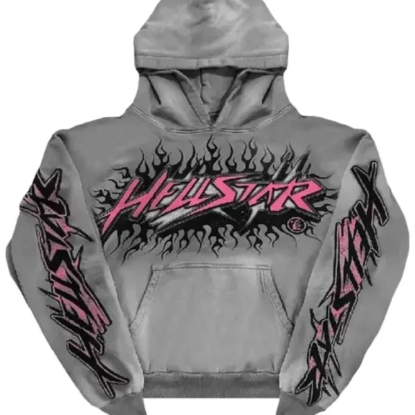 Hellstar Future Flame Hoodie In Grey