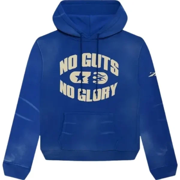 Hellstar Hoodie With No Guts No Glory Design In Blue