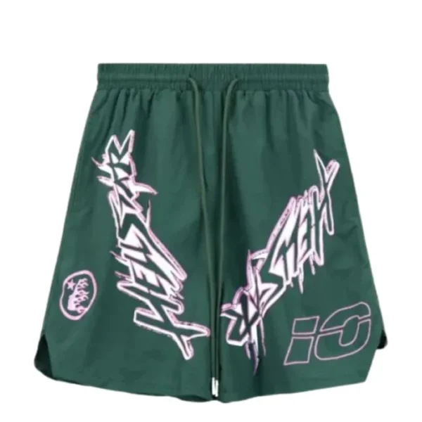 Hellstar Green Nylon Athletic Shorts