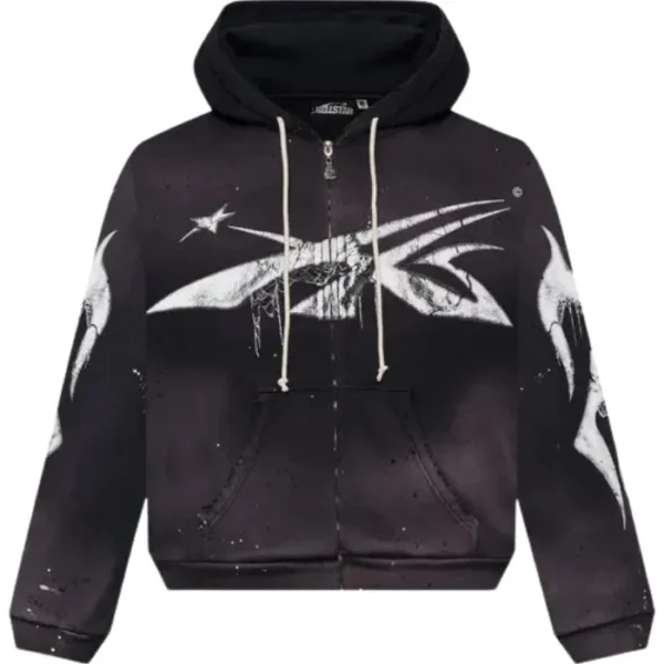 Hellstar Zip-Up Hoodie With Spiderweb Sport Logo In Black