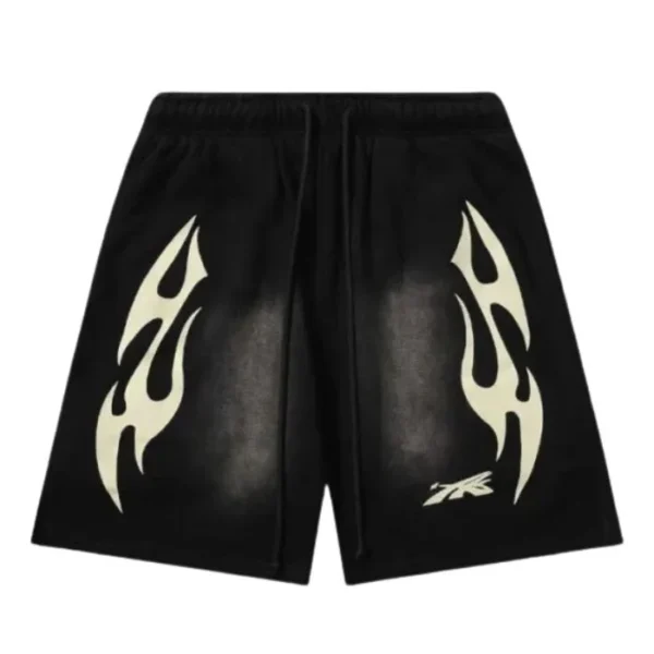 Hellstar Black Sports Flame Shorts