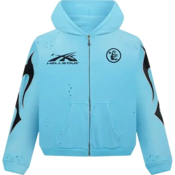Hellstar Studios Hoodie With Zip Design In Blue