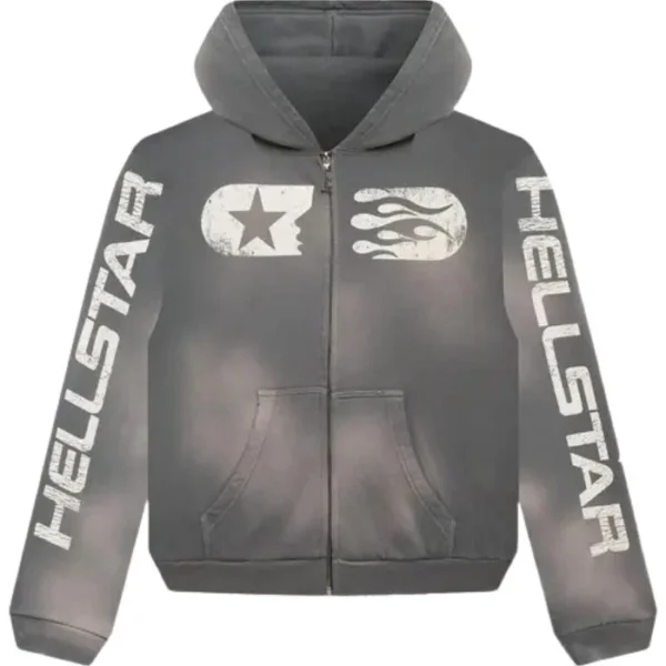 Hellstar Studios Hoodie With Zip Design In Grey